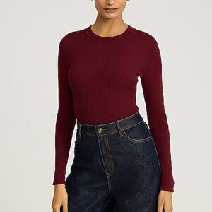 Express Maroon Wine Fitted Crew Neck Sweater